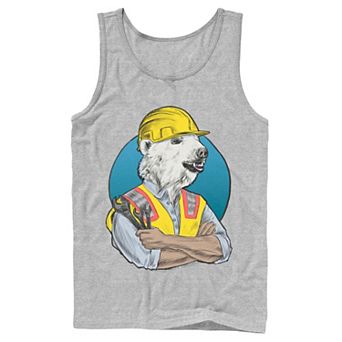 Men's Polar Bear Construction Worker Back Circle Tank Top