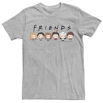 Men's Friends Group Shot Cute Cartoon Style Portrait Line Up Tee