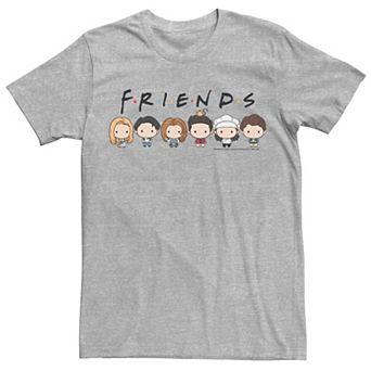 Men's Friends Group Shot Cute Cartoon Style Portrait Line Up Tee