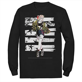 Men's Birds Of Prey Harley Quinn Bars Portrait Long Sleeve Tee