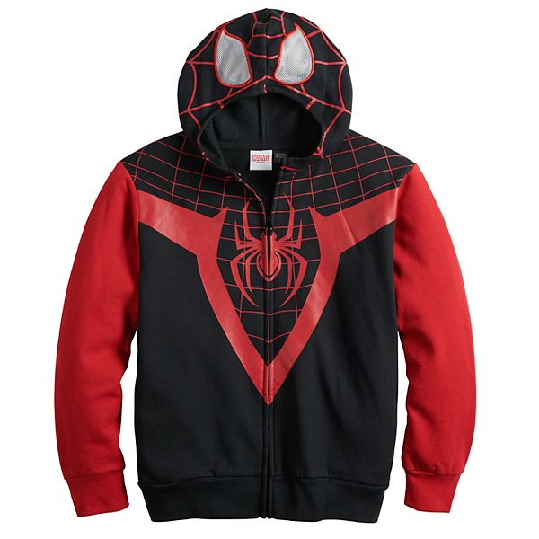 MarvelMarvel Spiderman Big Boys Hooded Zip-up Costume Coverall Black 7/8 Marca 