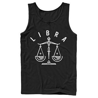 Men's Libra Scale White Ink Sketch Tank Top