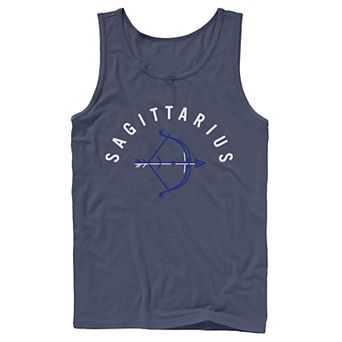 Men's Sagittarius Bow And Arrow Blue Ink Sketch Tank Top