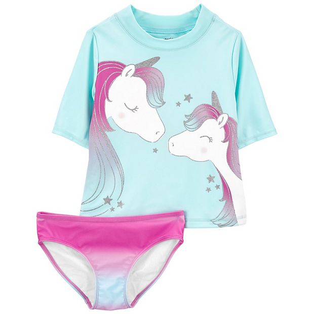 Girls 4-14 Carter's Unicorn Rashguard Top & Bottoms Swimsuit Set
