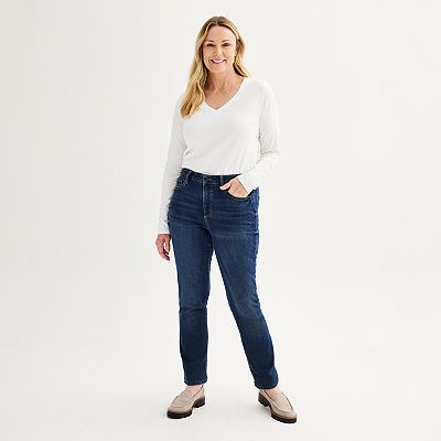Jeans Femme Été Léger Coupe Droite Stretch Taille Haute Slim Fit Bleu
