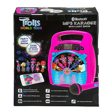 KIDdesigns DreamWorks Trolls World Tour Bluetooth MP3 Karaoke with Light Show Speaker