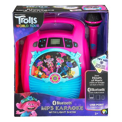 KIDdesigns DreamWorks Trolls World Tour Bluetooth MP3 Karaoke with Light Show Speaker