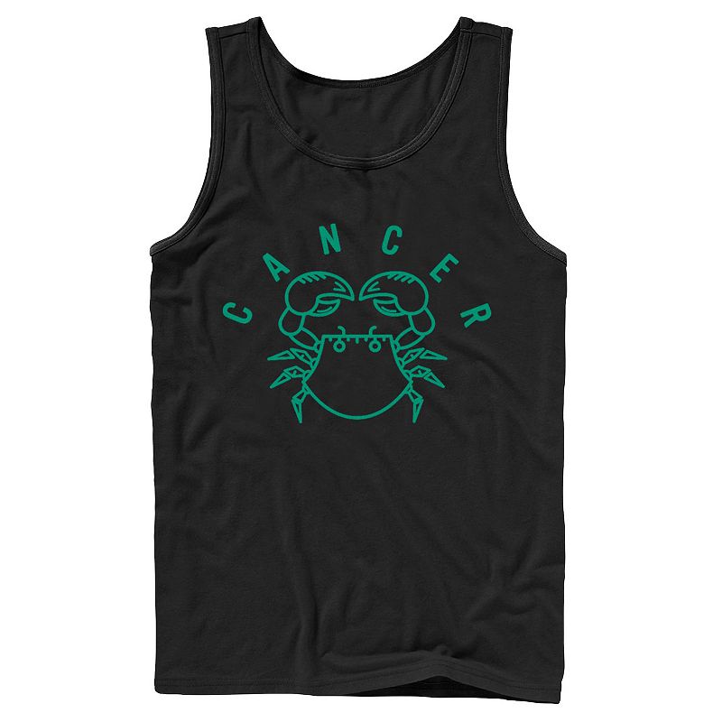 Licensed Character Men's Cancer Crab Green Ink Sketch Tank Top, Size: XXL, Black