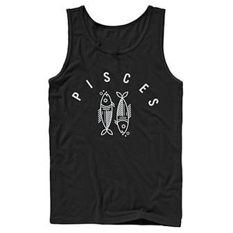 Men's Pisces Fish White Ink Sketch Tank Top