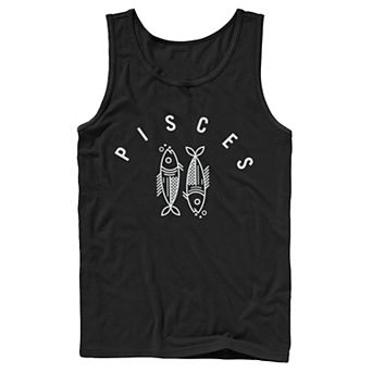 Men's Pisces Fish White Ink Sketch Tank Top