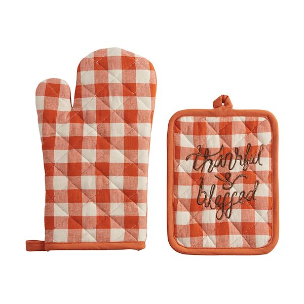 Celebrate Fall Together Gingham Oven Mitt & Pot Holder Set
