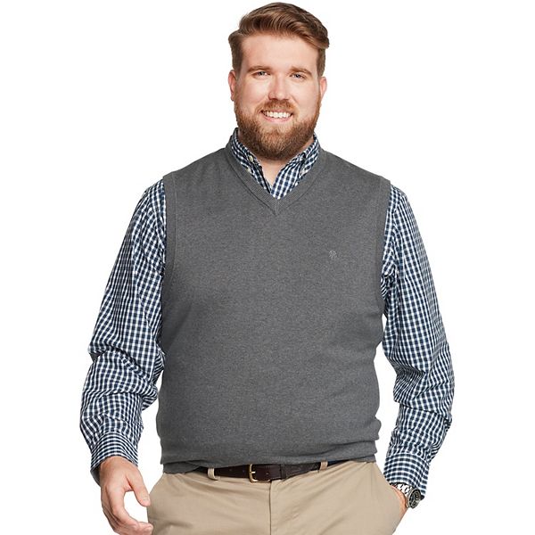 IZOD Mens Big and Tall Soft Fine Gauge V-Neck Solid Sweater Vest 45X2741