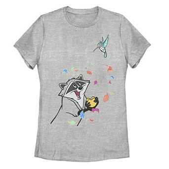 Disney's Pocahontas Meeko Flit Juniors' Colorful Leafs Fall Tee