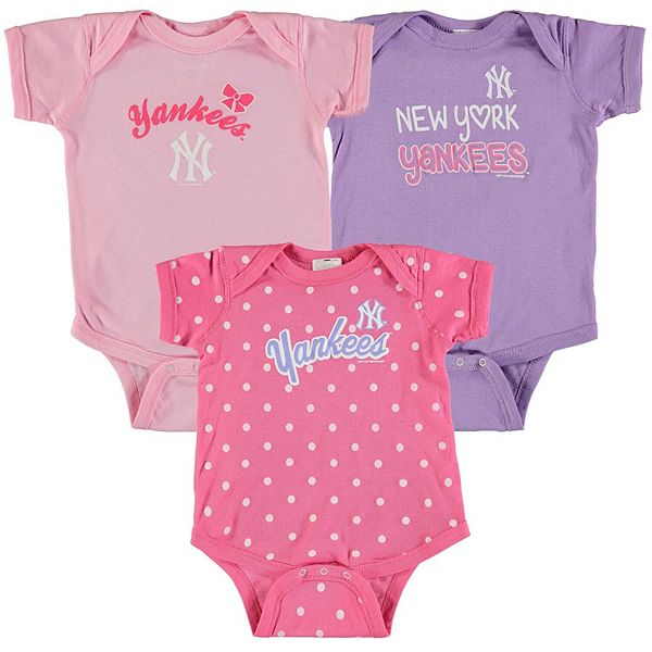 Girls Infant Soft as a Grape Pink/Purple New York Yankees 3-Pack