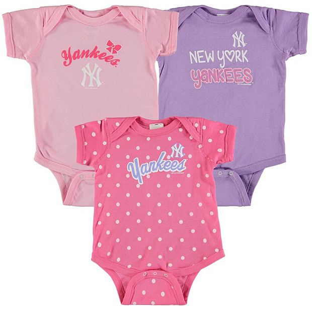 Girls Infant Soft as a Grape Pink/Purple New York Yankees 3-Pack Rookie  Bodysuit Set