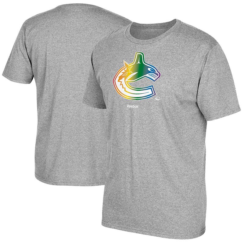 UPC 191029046589 product image for Men's Reebok Gray Vancouver Canucks Rainbow Pride T-Shirt, Size: XL, Grey | upcitemdb.com