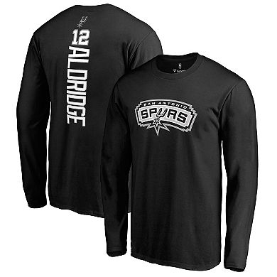 Men's Fanatics Branded LaMarcus Aldridge Black San Antonio Spurs Backer Name & Number Long Sleeve T-Shirt