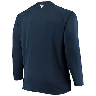 Men's Columbia Navy Michigan Wolverines Big & Tall Terminal Tackle Long Sleeve Omni-Shade T-Shirt