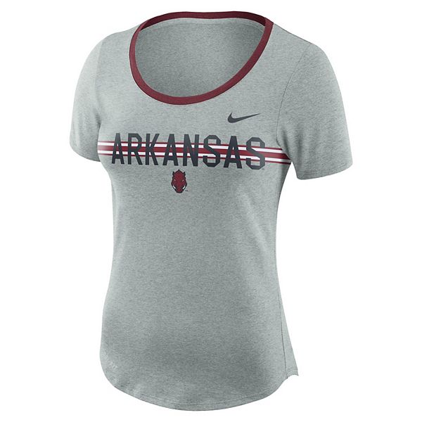 Women's Nike Heathered Gray Arkansas Razorbacks Strike Slub Ringer ...