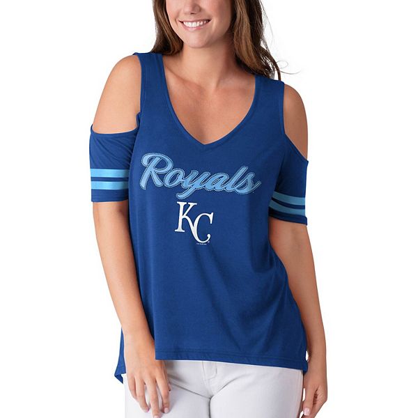 Women's G-III 4Her by Carl Banks Royal Kansas City Royals Extra Inning Cold  Shoulder T-Shirt