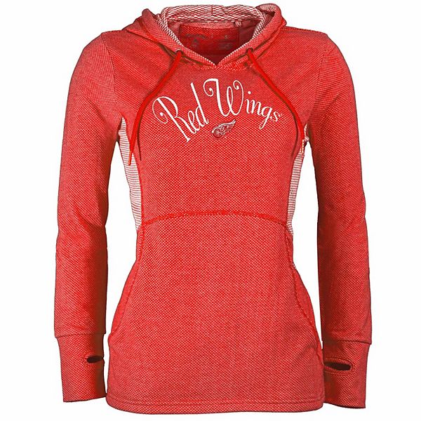 Women's Antigua Heathered Red Detroit Red Wings Fashion Rundown Pullover  Hoodie