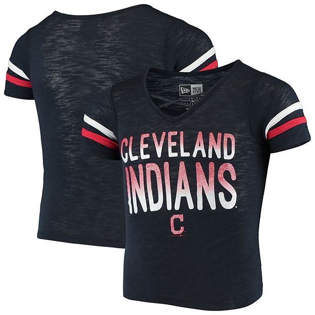 Women's New Era Red Cleveland Indians Jersey V-Neck T-Shirt