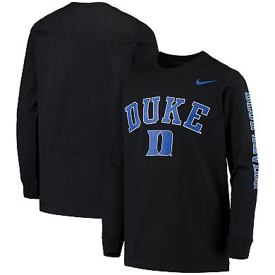 Youth Nike Black Duke Blue Devils Arch & Logo 2-Hit Long Sleeve T-Shirt