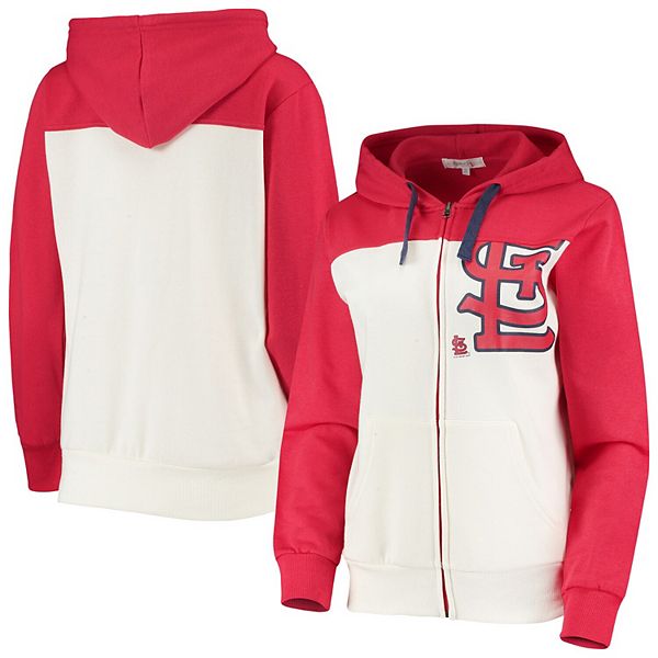 Women's Touch Oatmeal/Red St. Louis Cardinals Conference Full-Zip Hoodie