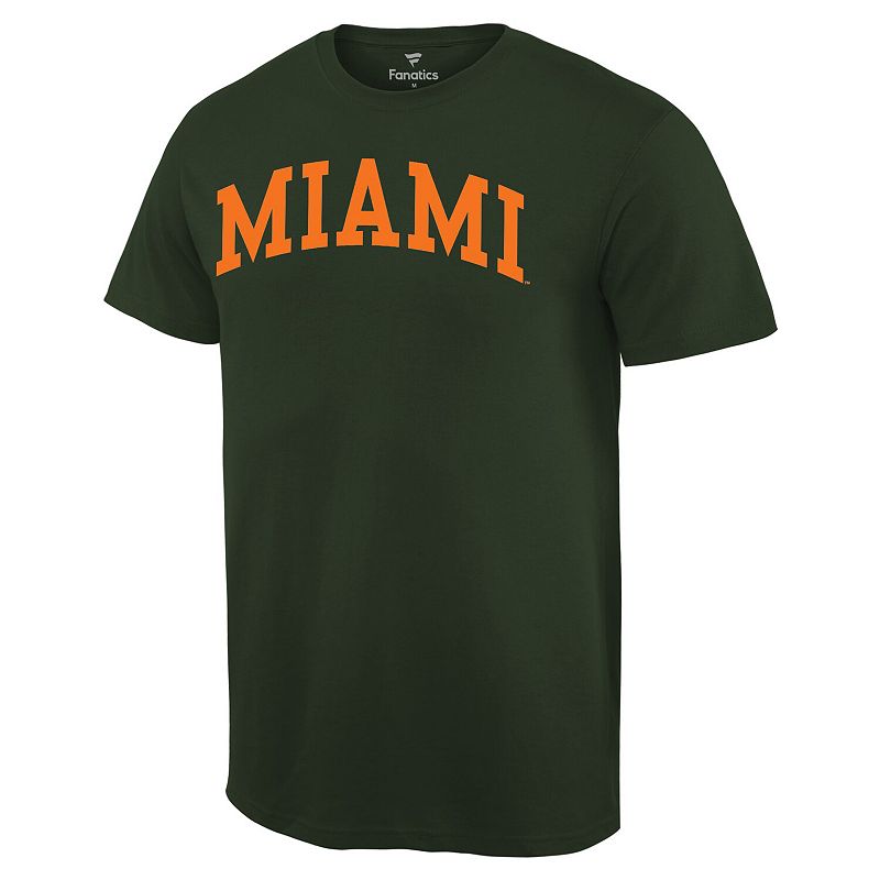 Mens Green Miami Hurricanes Basic Arch T-Shirt, Size: 3XL, MIA Green
