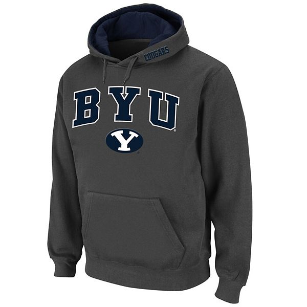 Men's Stadium Athletic Charcoal BYU Cougars Arch & Logo Pullover Hoodie