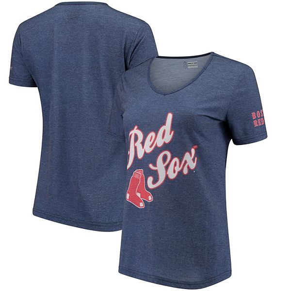Women's Navy Boston Red Sox Wordmark V-Neck T-Shirt