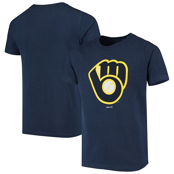 Outerstuff Milwaukee Brewers Youth Team Primary Logo T-Shirt - Navy