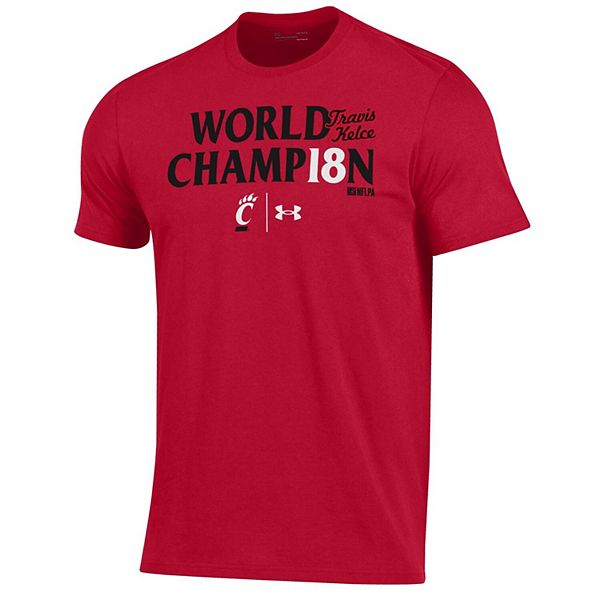 Men's Under Armour Travis Kelce Red Cincinnati Bearcats World Champion T- Shirt