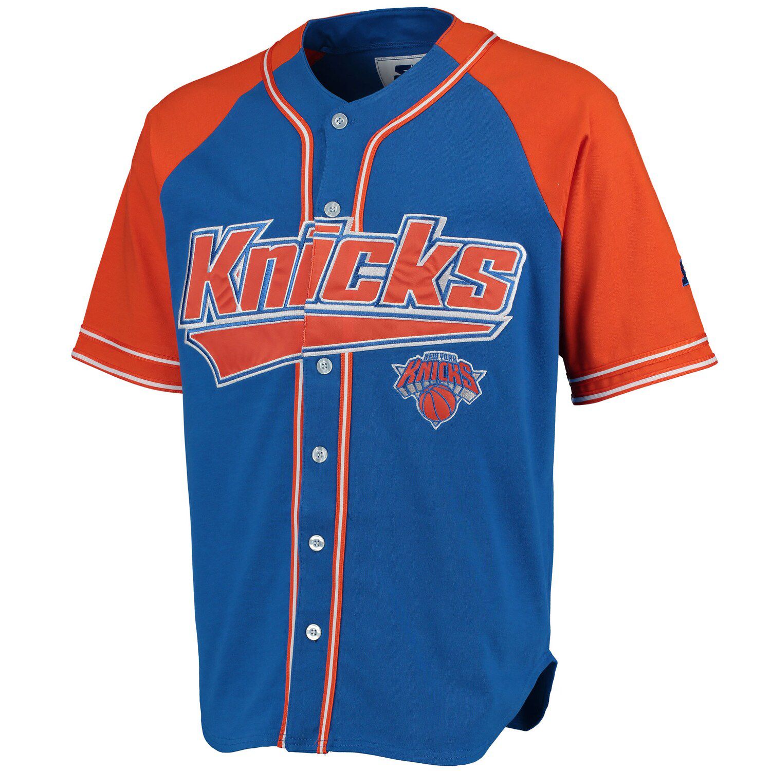 blue and orange baseball jersey