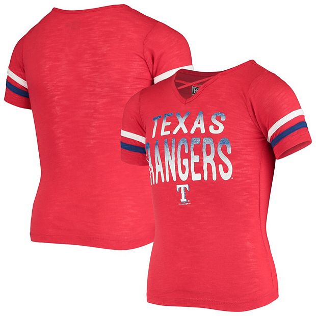 MLB Texas Rangers Women's Short Sleeve V-Neck Fashion T-Shirt - S