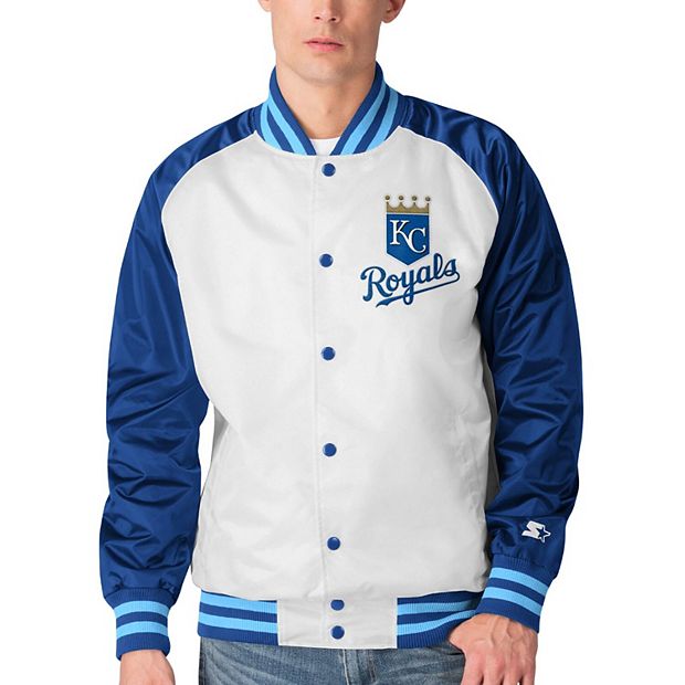Kansas City Royals Poly Twill Varsity Jacket - Gray/Royal Medium