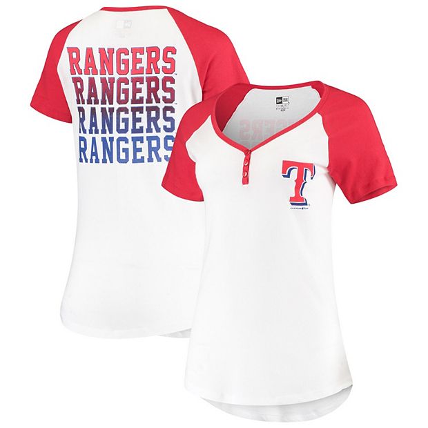 Women's New Era White Texas Rangers Henley T-Shirt