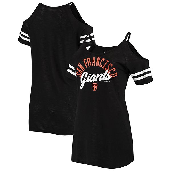 Women's New Era Black San Francisco Giants Slub Jersey Cold Shoulder T-Shirt