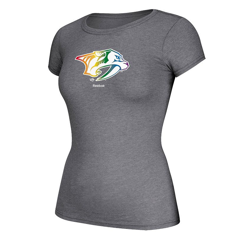 UPC 191029579278 product image for Women's Reebok Gray Nashville Predators Pride T-Shirt, Size: Large, Grey | upcitemdb.com