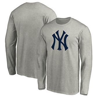 Men's Fanatics Branded Heathered Gray New York Yankees Official Logo Long Sleeve T-Shirt