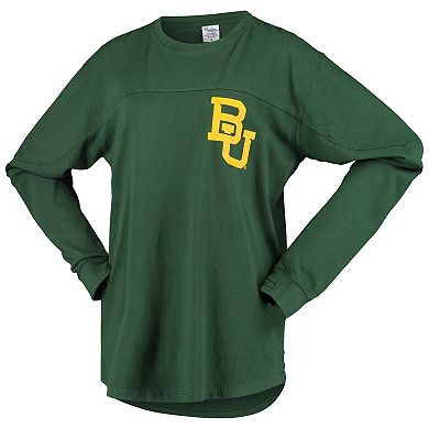 Women's Pressbox Green Baylor Bears Big Shirt Oversized Long Sleeve T-Shirt