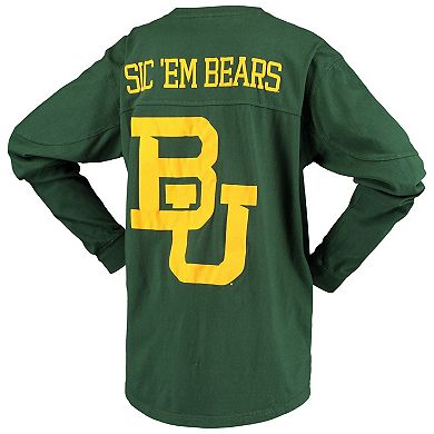 Women's Pressbox Green Baylor Bears Big Shirt Oversized Long Sleeve T-Shirt
