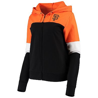 Women's New Era Black San Francisco Giants Colorblock French Terry Full-Zip Hoodie