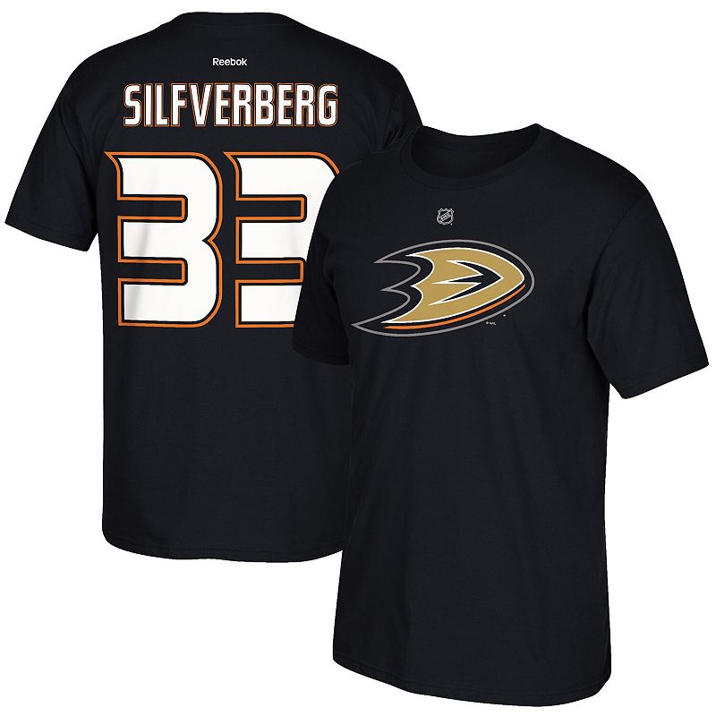 UPC 191033881565 product image for Men's Reebok Jakob Silfverberg Black Anaheim Ducks Home Name & Number T-Shirt, S | upcitemdb.com