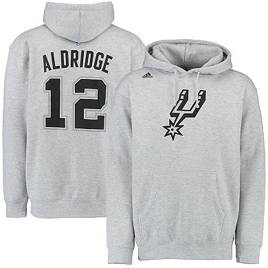 Men's adidas LaMarcus Aldridge Gray San Antonio Spurs Name & Number Pullover Hoodie
