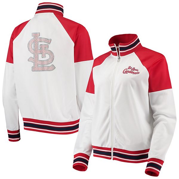 Women's 5th & Ocean by New Era Heathered Red St. Louis Cardinals Raglan Full-Zip Hoodie Size: Extra Large