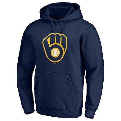 Men's Fanatics Branded Navy Milwaukee Brewers Official Logo Pullover Hoodie