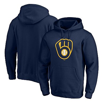 Men's Fanatics Branded Navy Milwaukee Brewers Official Logo Pullover Hoodie