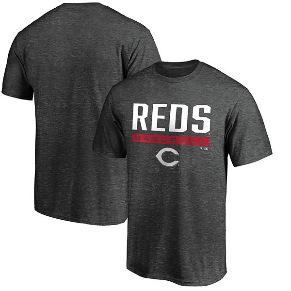 Men's Fanatics Branded Heathered Charcoal Cincinnati Reds Win Stripe T-Shirt