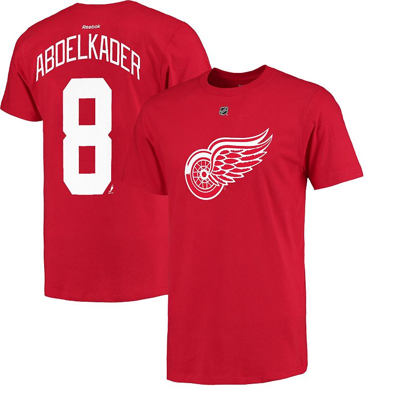 UPC 887775215545 product image for Men's Detroit Red Wings Justin Abdelkader Reebok Red Name and Number T-Shirt, Si | upcitemdb.com